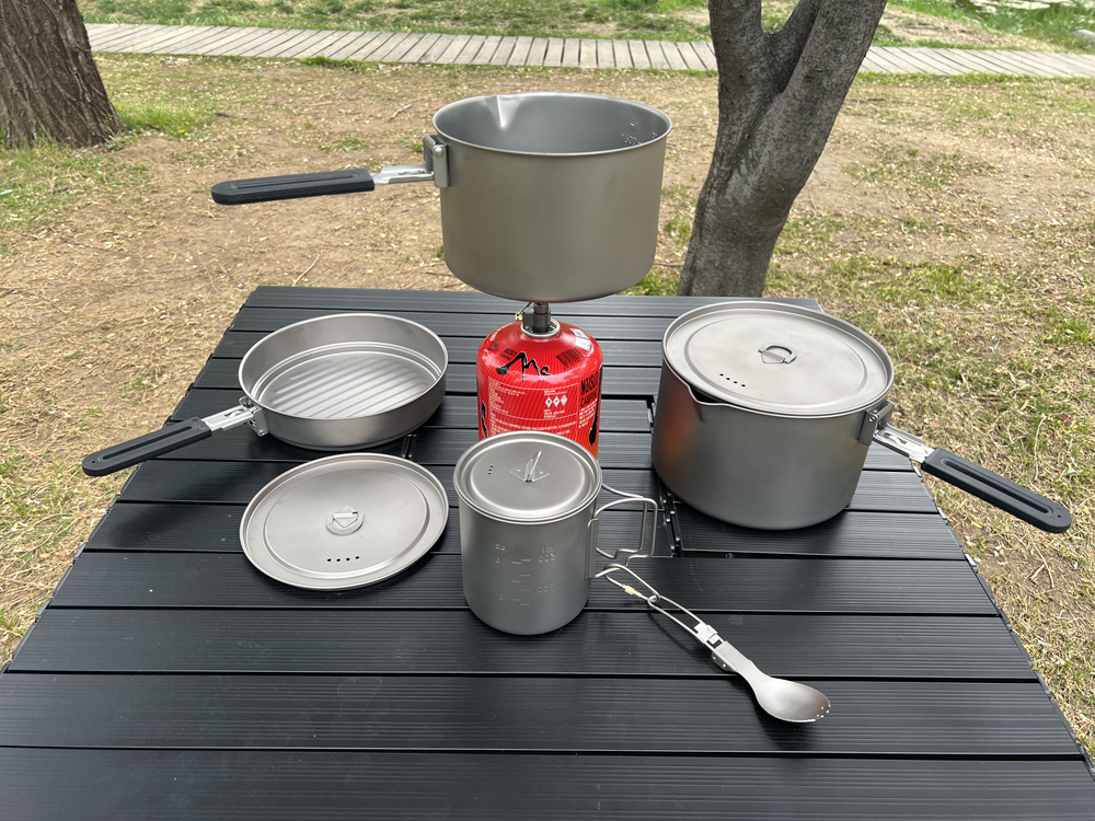 Six-Piece Ultralight Titanium Cookware Pot Sets