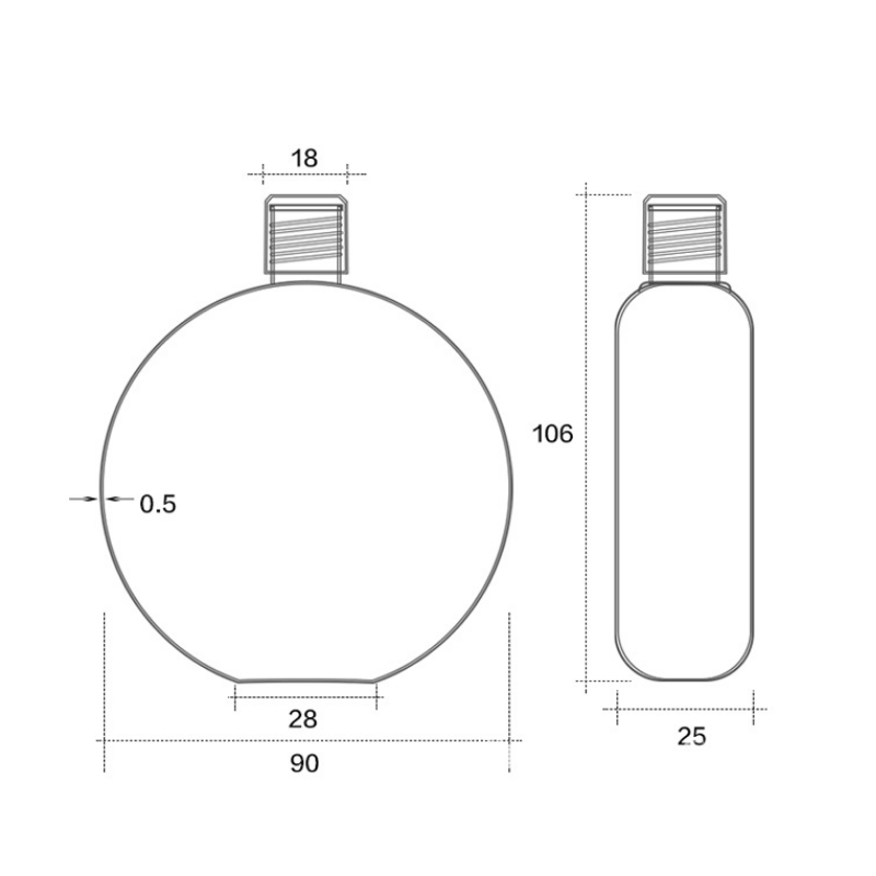 150ml /5.1fl.oz Titanium Hip Flask