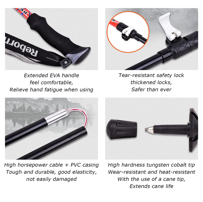 7075 Aluminum Adjustable Trekking Poles With Quick Locks