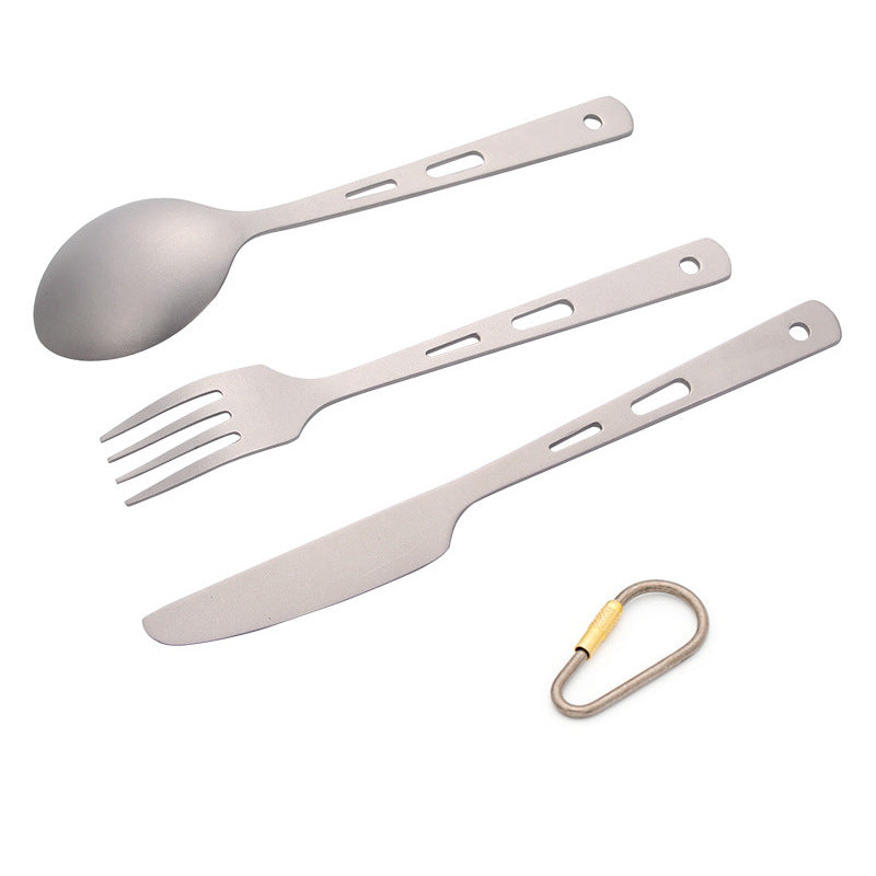 Camping Tableware Set Outdoor Portable Tableware Titanium Knife Fork Spoons