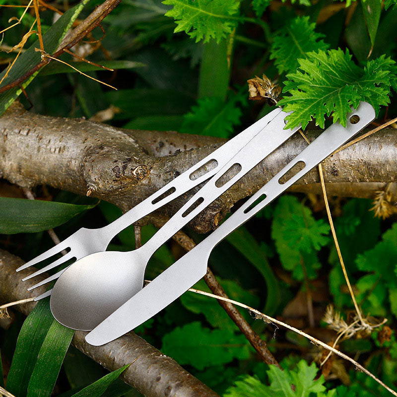 Camping Tableware Set Outdoor Portable Tableware Titanium Knife Fork Spoons