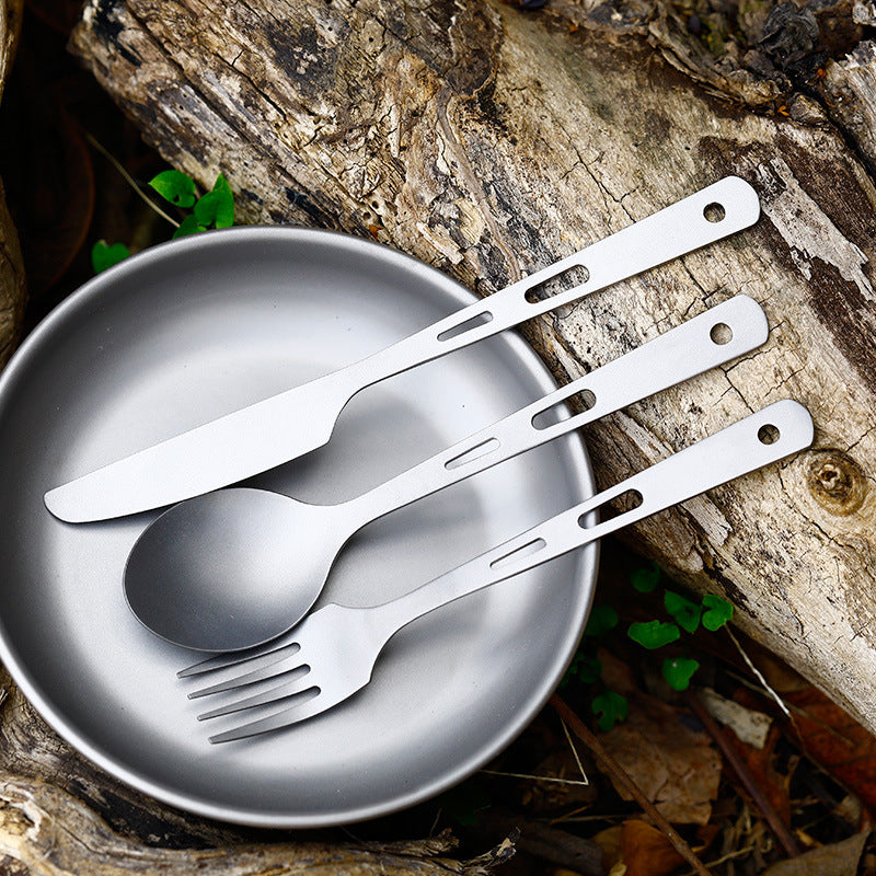 Camping Tableware Set Outdoor Portable Tableware Titanium Knife Fork Spoons