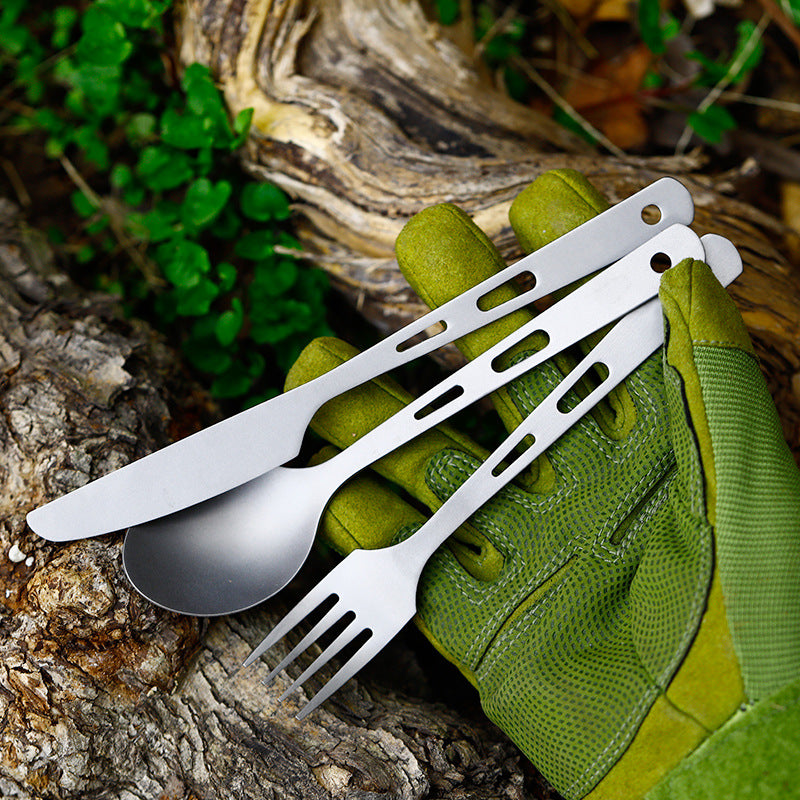 Camping Tableware Set Outdoor Portable Tableware Titanium Knife Fork Spoons